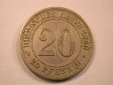 13403  Kaiserreich  20 Pfennig 1890 A in sehr schön   Orginal...
