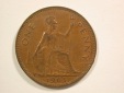 15104 Großbritanien 1 Penny 1963 große Kupfermünze in ss+ O...