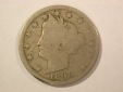 A001 USA  V-Nickel  5 Cent 1895 in s (F) Orginalbilder