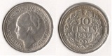Niederlande 10 Cents 1937 SILBER Wilhelmina (1890-1948) vorzü...