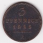 Waldeck-Pyrmont, 3 Pfennig 1855, sehr schön -
