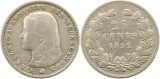 7208 Niederlande 25 Cent 1892 Silber  schön sehr schön