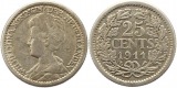7211 Niederlande 25 Cent 1911 Silber sehr schön