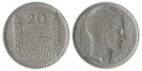 Frankreich  20 Francs  1938  FM-Frankfurt  Feingewicht: 13,6g ...