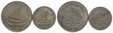 Schifffahrtsmünzen; Süd Arabien, 2 Kleinmünzen 1964; Cu-Ni