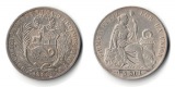 Peru  1 Sol  1888 FM-Frankfurt  Feingewicht: 22,5g  Silber  se...