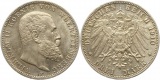 7587 Kaiserreich Württemberg 3 Mark 1910 berieben, sehr schön