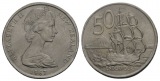 Schifffahrtsmünze; New Zealand, 50 Cents 1967; Cu-Ni, 13,72 g...