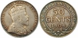 7806 Canada New Foundland 50 Cents 1904 10,89 Gramm Silber fei...