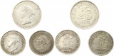 7844 Ceylon  Lot mit drei Silbermünzen Victoria 1893, 1899
