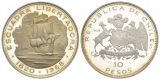 Chile - 10 Pesos 1968; PP, AG 44,68 g, Ø 45 mm