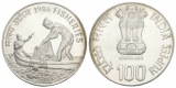 Indien, 100 Rupees 1986, Fischer beim Netzeinholen