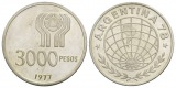 Argentinien Fussball WM 1978 - Weltkugel , 3000 Pesos 1977