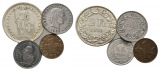 Schweiz, 2 Franken 1959; 20 Rappen 1903; 1/2 Franken 1989; 1 R...