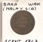 Sarawak 1 Cent 1863 KM # 3