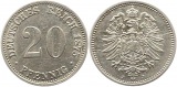 8303 Kaiserreich 20 Pfennig Silber 1875 J