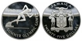 Jamaica, 25 Dollar 1984 Olympische Spiele, Ag, PP; 135,77 g; ...