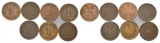Kaiserreich, 7 Kleinmünzen (1892/1890/1889/1892/1888)
