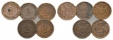 Kaiserreich, 5 Kleinmünzen (1907/1906)