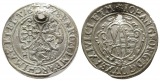 Kurschild / Reichsapfel über drei Wappen. Johann Georg I., (1...