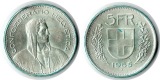 Schweiz  5 Franken  1965  FM-Frankfurt Feingewicht: 12.52g Sil...