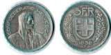 Schweiz  5 Franken  1939  FM-Frankfurt Feingewicht: 12,53g Sil...