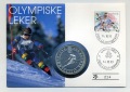 Numisbrief Olympia Lillehammer 1994 mit 100 Kronen 1993 Skifah...