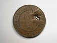 D14  Australien  1 Penny 1936 gelocht, beschädigt Belegstück...