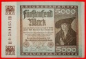 • REICHSBANKNOTE: DEUTSCHLAND ★ 5000 MARK 1922! OHNE VORBE...