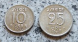 Schweden 10 Öre 1953 und 25 Öre 1960