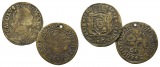 Altdeutschland, zwei Kleinmünzen 1510 und 1759, eine davon ge...