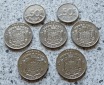 Belgien 10 Francs 1970, 1972, 1975, 1976, 1979 sowie 50 Francs...