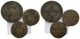 Altdeutschland; 3 Kleinmünzen 1862/1811/1810