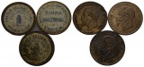 Italien; 3 Münzen mit Etikett und Wertmarke