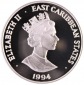 East Carribean States: 10 $ 1994, 31,47 gr. 925er Silber, pp, ...