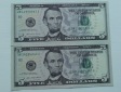 2 Stück 5 Dollar 2021 Banknoten USA kassenfrisch Folgenummer ...