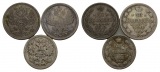 Ausland; Russland; 3 Kleinmünzen; 20/20/15 Kopeken 1875/1876/...