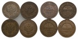 Ausland; Russland; 4 Kleinmünzen; 1 Kopeke 1901/1899/1888/1915