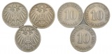 Kaiserreich; 10 Pfennig 1899 (3 Stück)
