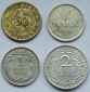 Weimarer Republik: Lot aus vier verschiedenen Kleinmünzen