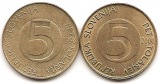 Slowenien 2x 5 Tolar 1998, 2000 #272