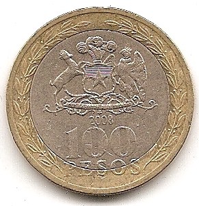  Chile 100 Pesos 2008 #469   