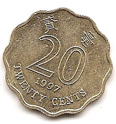  Hong Kong 20 Cents 1997 #471   