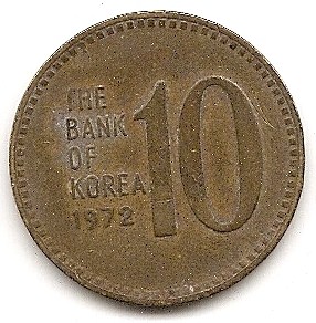  Korea 10 Won 1972 #483   