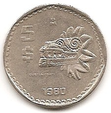  Mexico 5 Pesos 1980 #491   