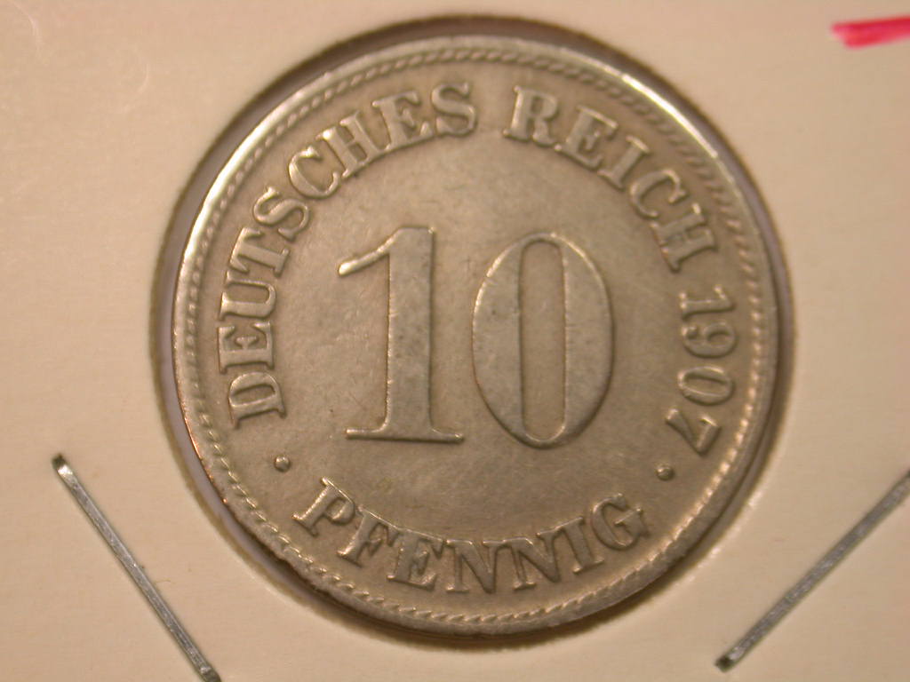  11004 Kaiserreich  10 Pfennig 1907 D  in besser  anschauen   