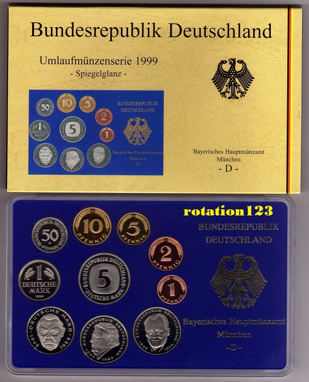  Original KMS Deutschland 1999 -D- PP / Proof **Auflage 65.000 Ex. weltweit** RAR   