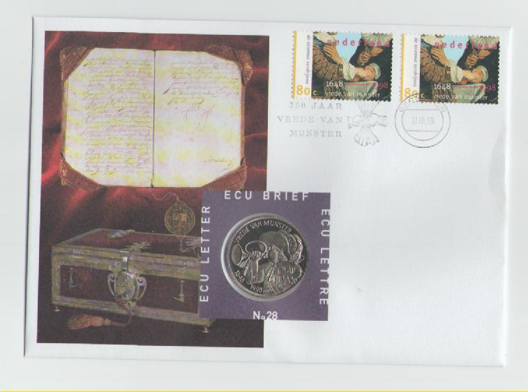 Numisbrief Niederlande ECU No 28 aus 1998(Friede von M&uuml;nster)