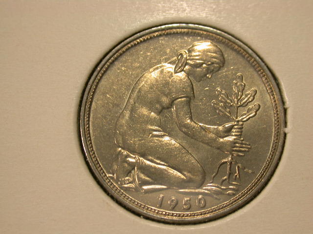  12013  50 Pfennig 1950 J in vz-st   