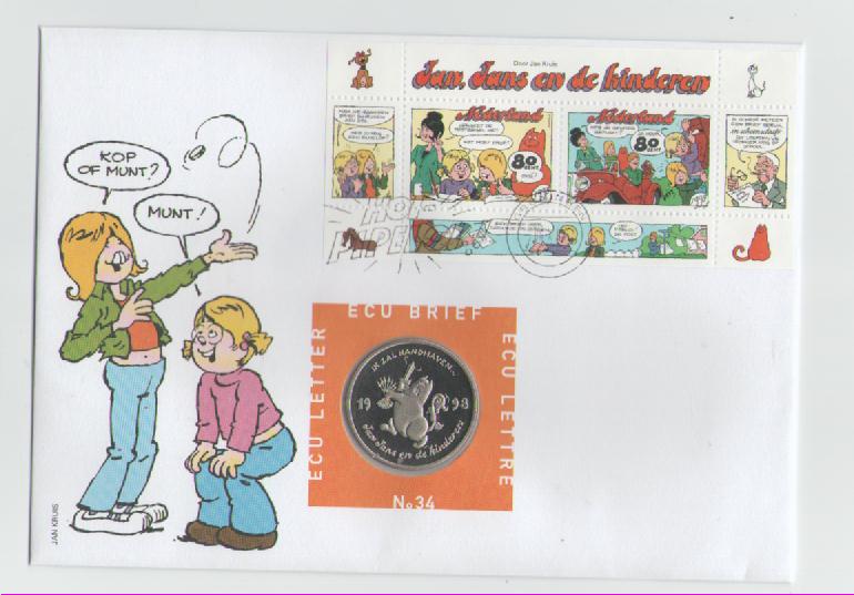  Numisbrief Niederlande ECU No.34 aus 1998(Ulli,Ulla und die kinder)   